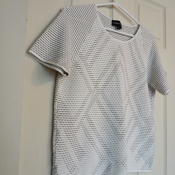 EMPORIO ARMANI White and Black Striped Short Sleeve Top Size 46 / Large (L) - Picture 3 of 8